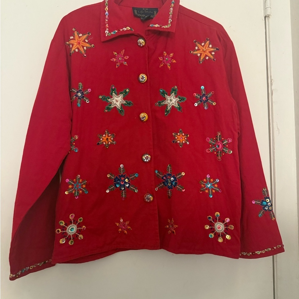 Embellished Red Blazer